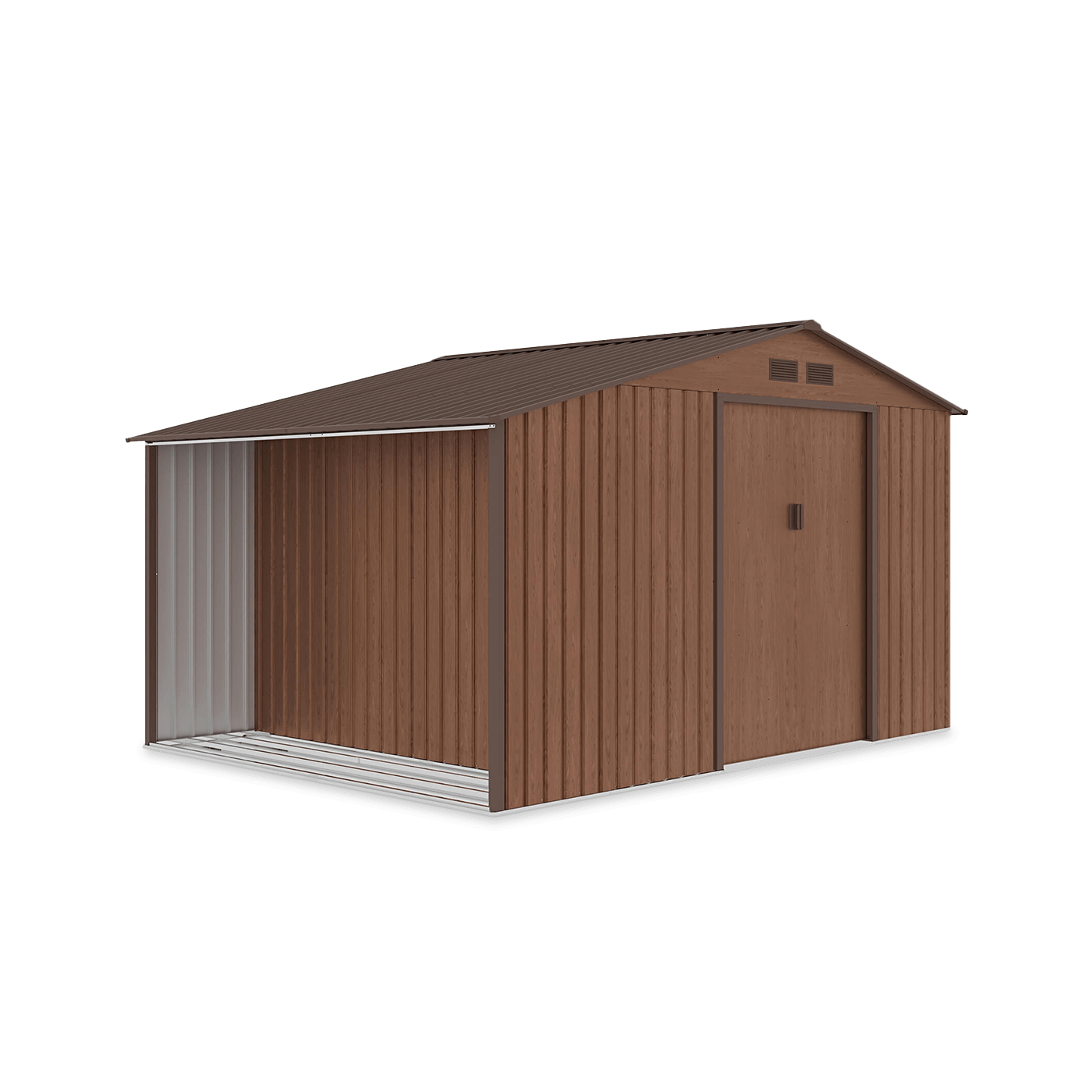 Domek narzędziowy MADISON 342x255cm Walnut - na białym tle 