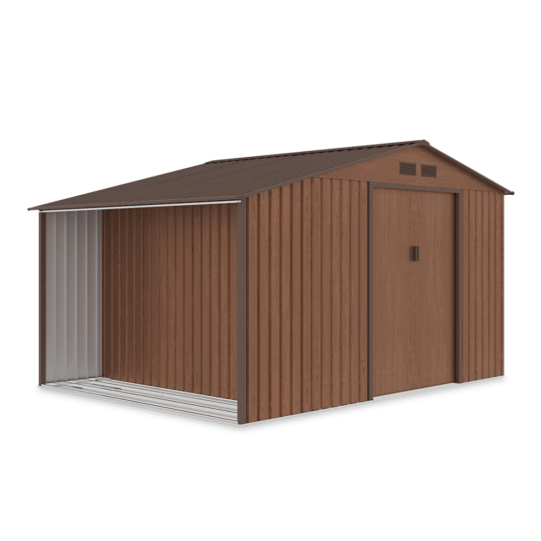 Domek narzędziowy MADISON 342x255cm Walnut - na białym tle 