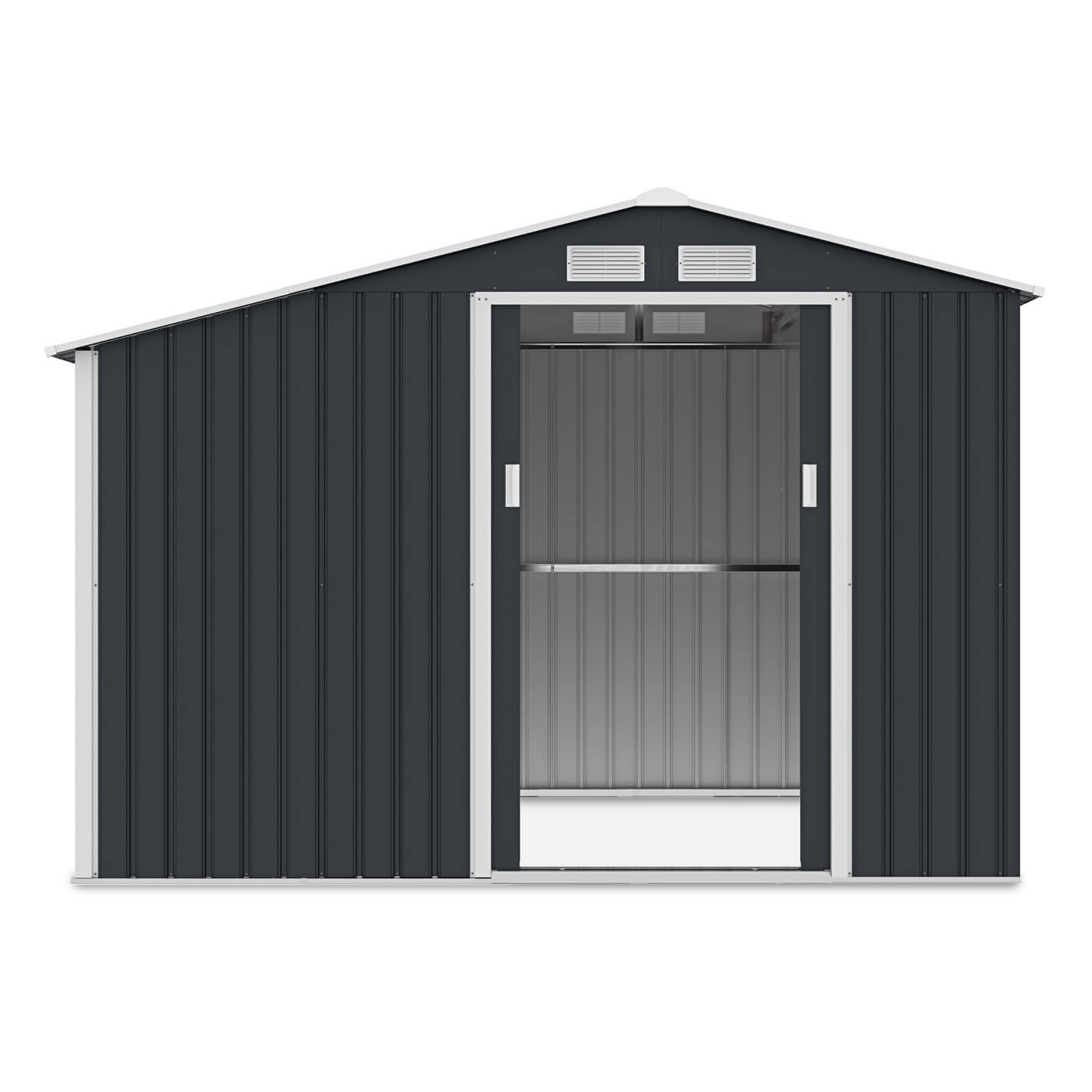 Przestronne drzwi przesuwne domku ogrodowego z drewutnią MADISON 278x191cm Cold Grey - Hardmaister