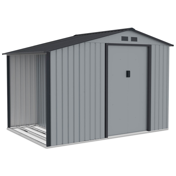 Domek narzędziowy z drewutnią MADISON 278x191cm Light Grey - Hardmaister