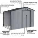 Funkcjonalności domku ogrodowego z drewutnią MADISON 278x191cm Light Grey - Hardmaister