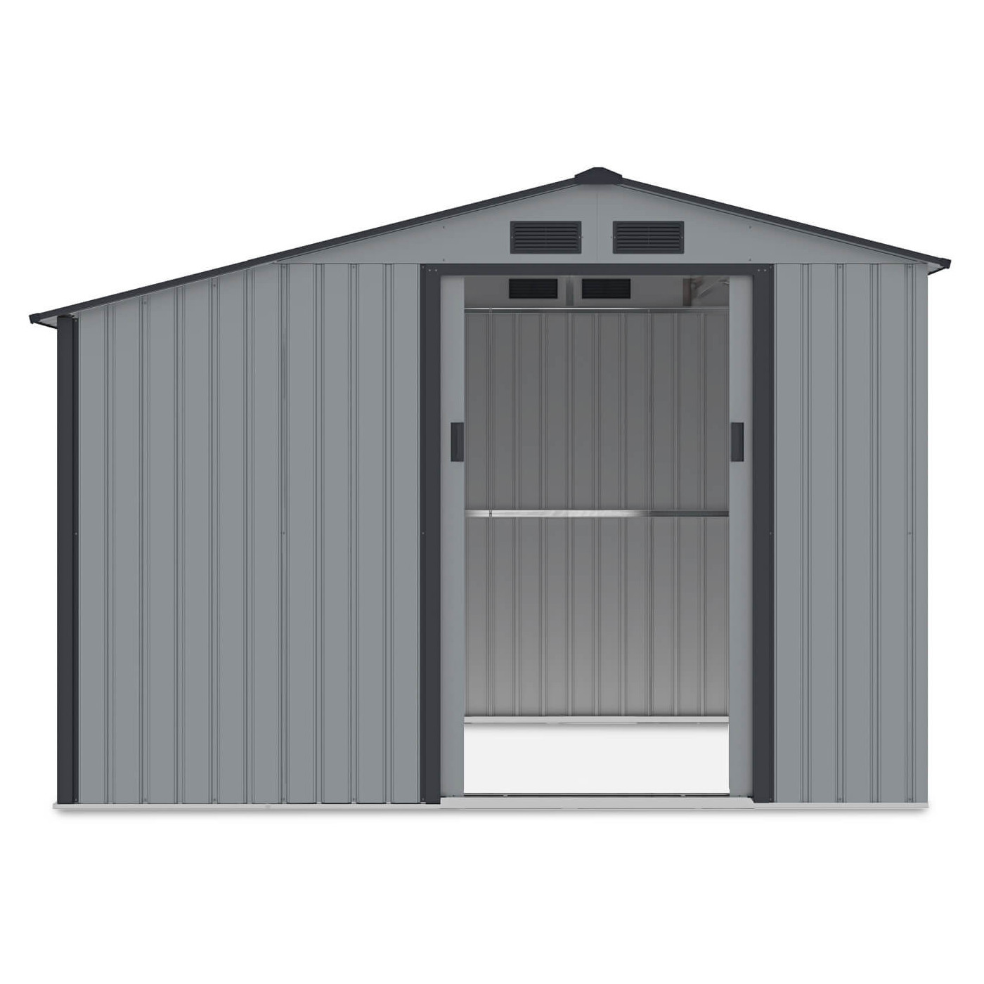 domek ogrodowy z drewutnią MADISON 278x191cm Light Grey - Hardmaister