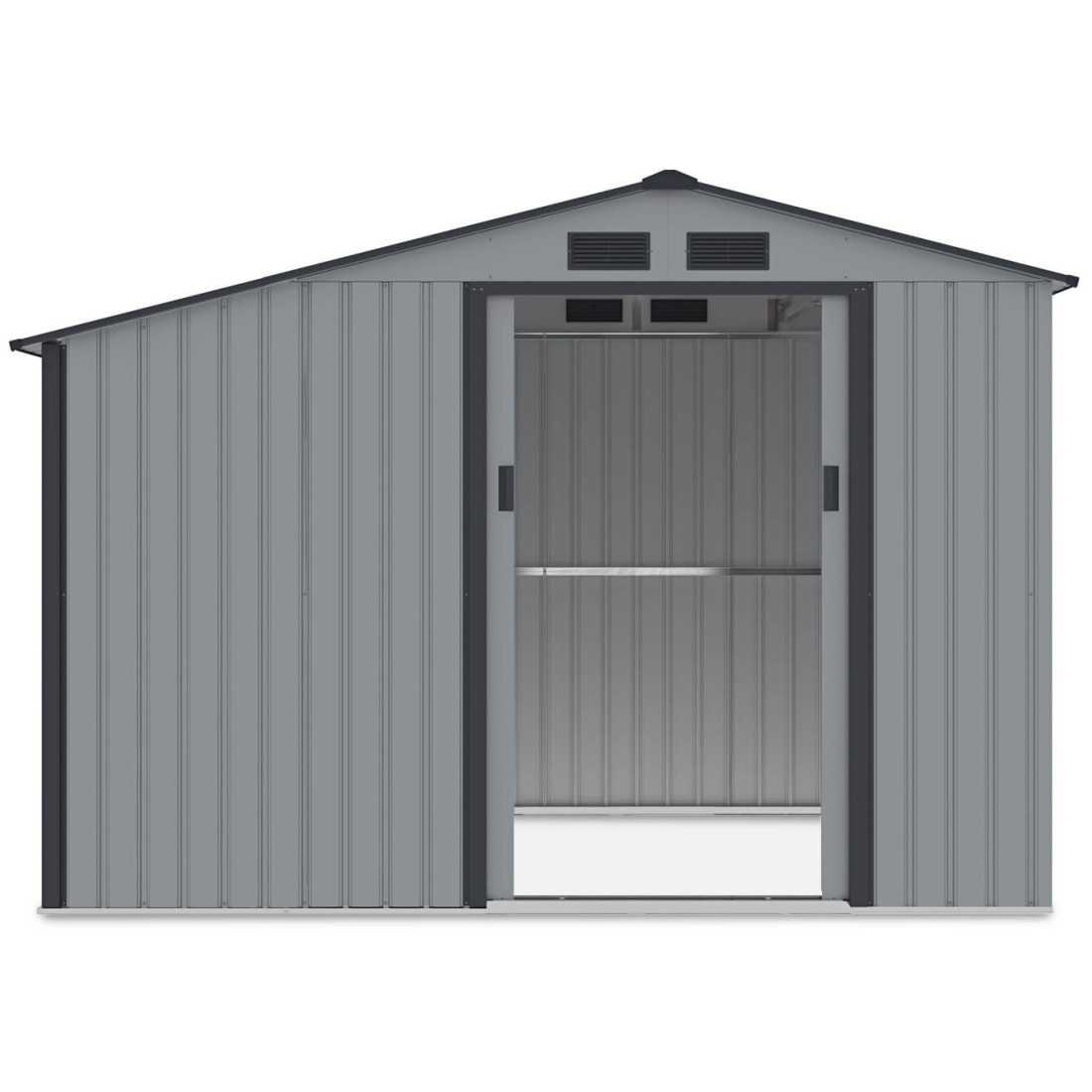 domek ogrodowy z drewutnią MADISON 278x191cm Light Grey - Hardmaister