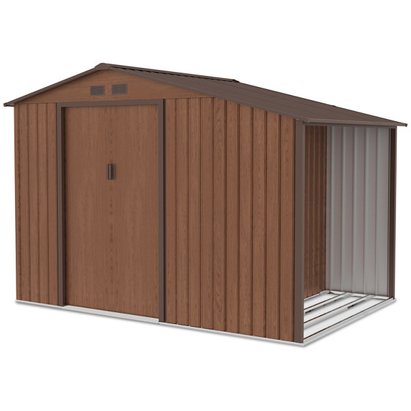 Domek narzędziowy z drewutniąMADISON 278x191cm Walnut - Hardmaister