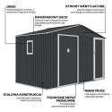 Fynkcjonalności domku gospodarczego FALCON Cold Grey o wymiarach 340x194cm
