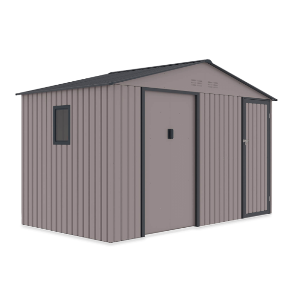 Funkcjonalny domek metalowy FALCON Warm Grey - Hardmaister odporny na czynniki zewnętrzne