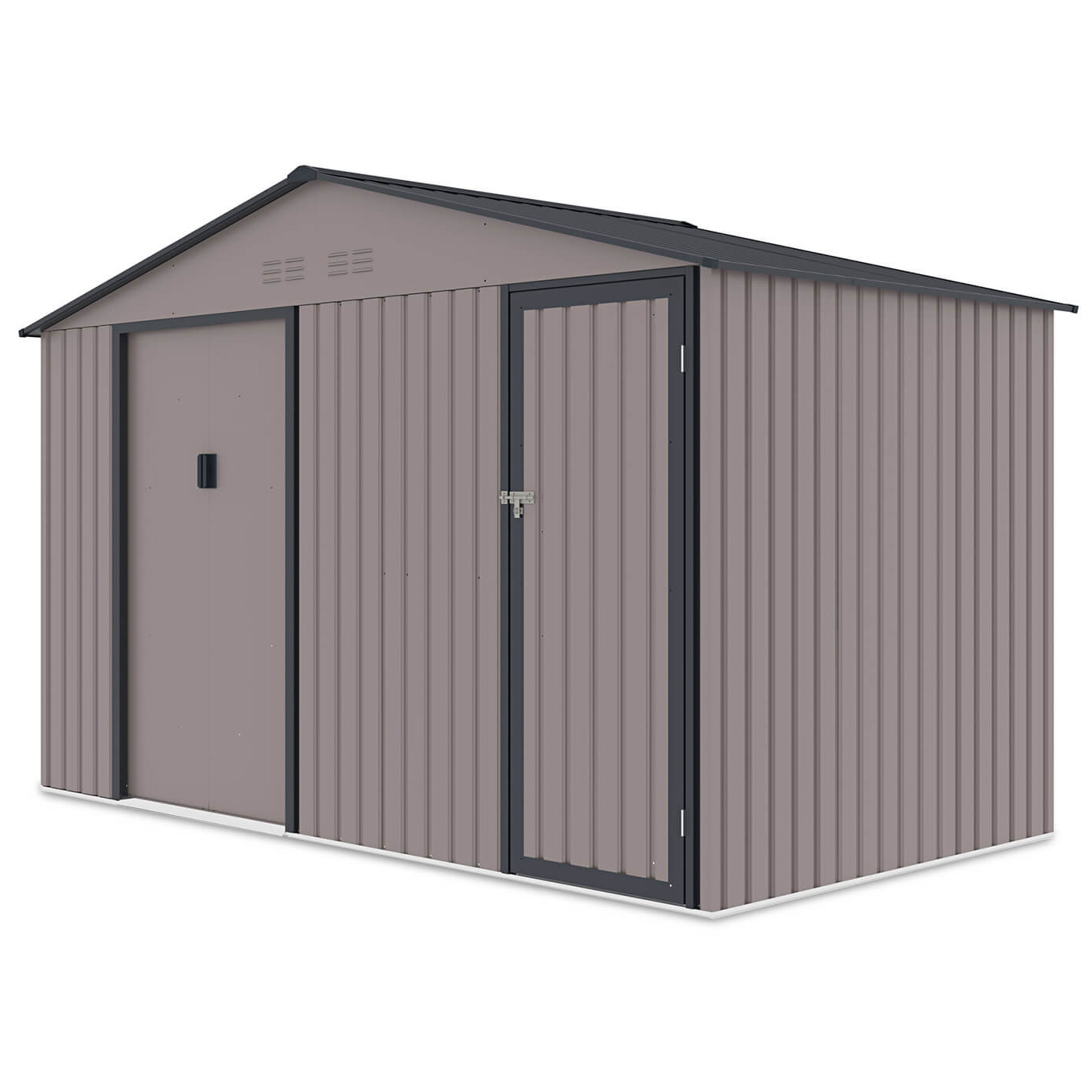 Widok z boku na narzędziownię FALCON z dwuspadowym dachem