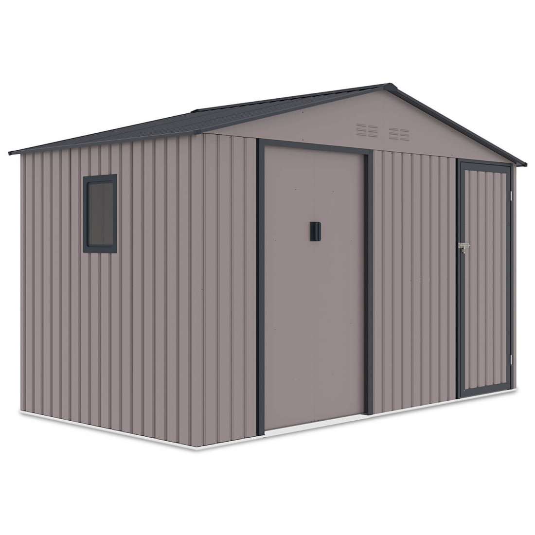 Domek narzędziowy FALCON 340x194cm Warm Grey, widok na boczną ścianę z oknem