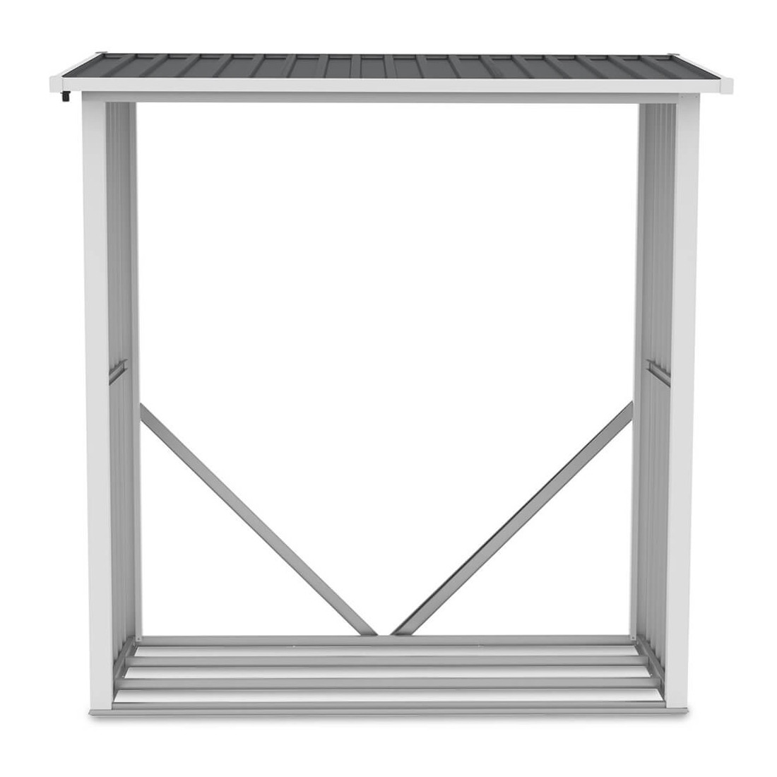 Solidna drewutnia Denver z metalu w szarym odcieniu od firmy Hardmaister