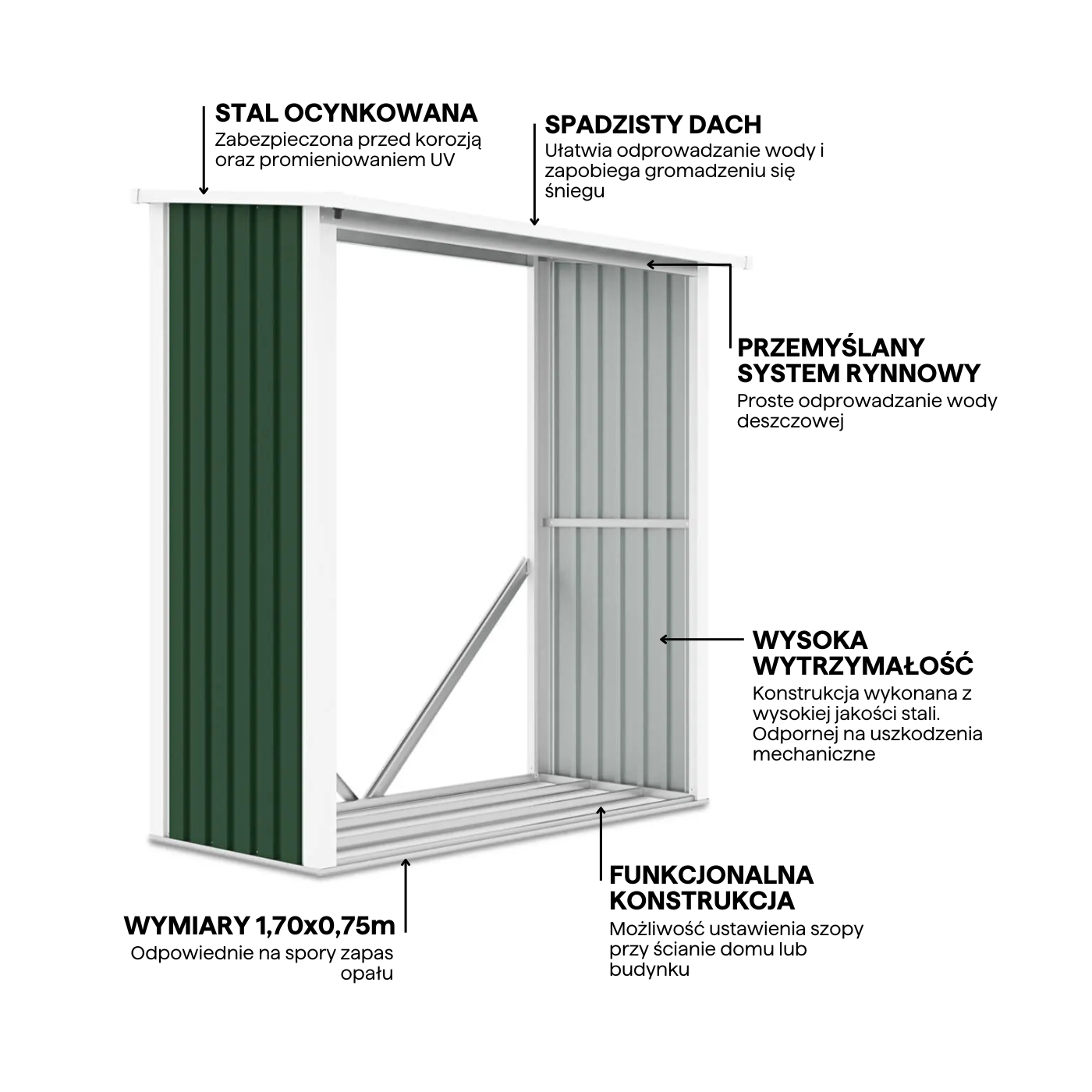 Najważniejsze cechy drewutni, stojaka na drewno Denver 182x89cm Green Hardmaister