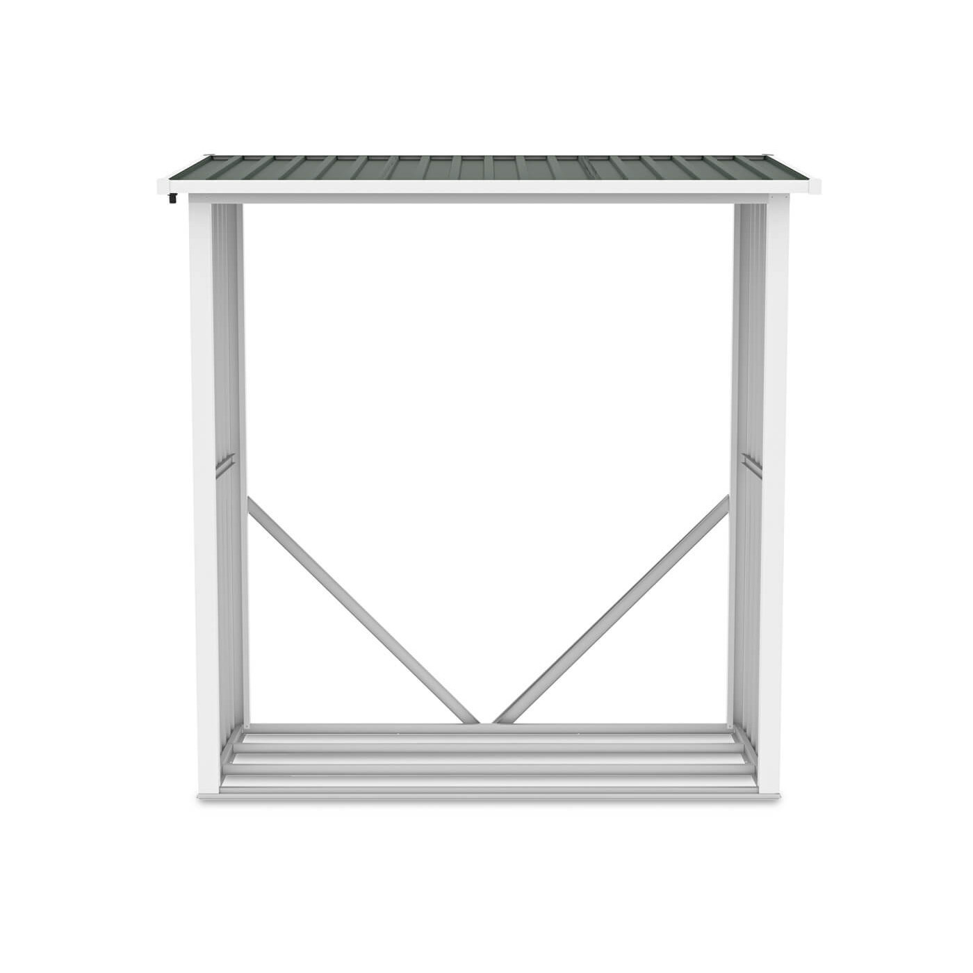 Solidna drewutnia Denver z metalu w zielonym odcieniu od firmy Hardmaister