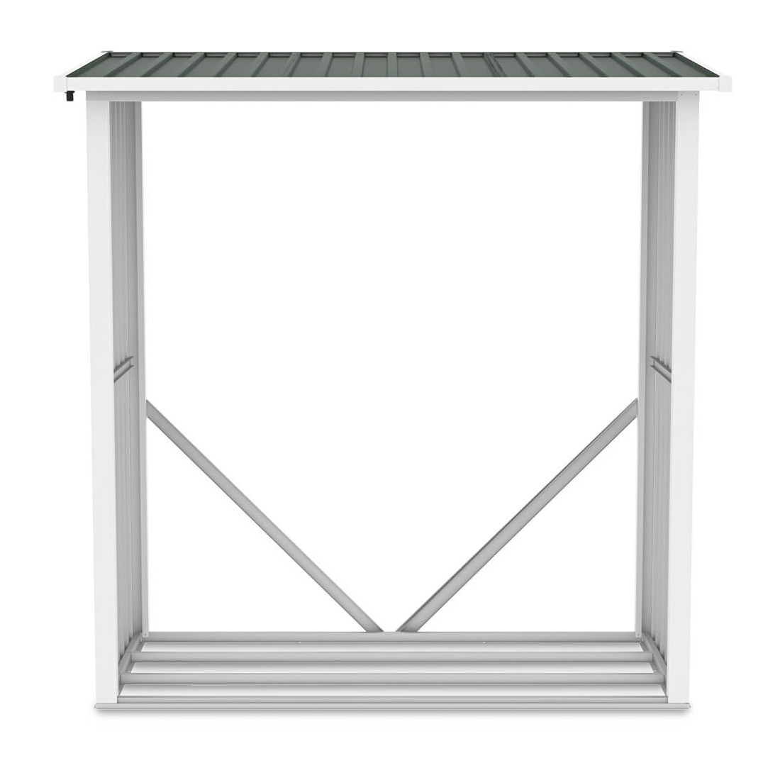 Solidna drewutnia Denver z metalu w zielonym odcieniu od firmy Hardmaister