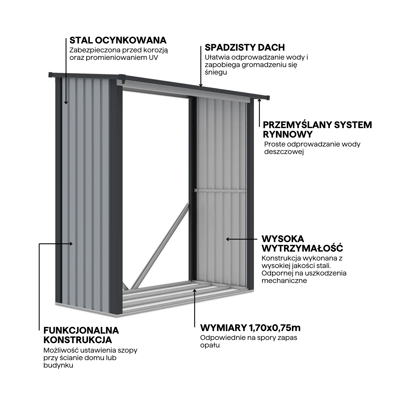 Najważniejsze cechy drewutni, stojaka na drewno Denver 182x89cm Light Grey Hardmaister
