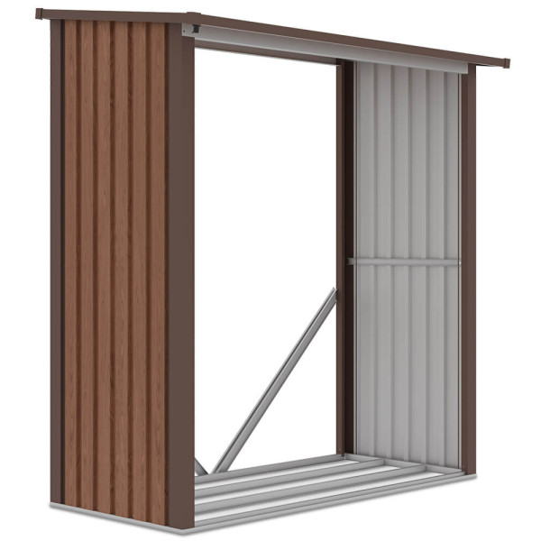 Solidna drewutnia Denver z metalu w orzechowym odcieniu od firmy Hardmaister