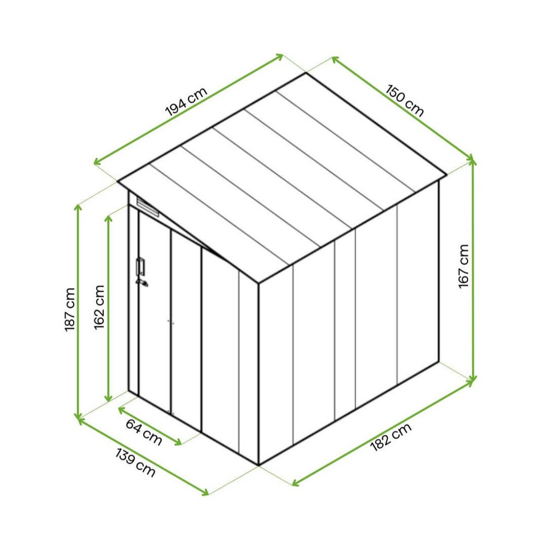 Rycina z wymiarami domku JASPER 150x194cm hardmaister
