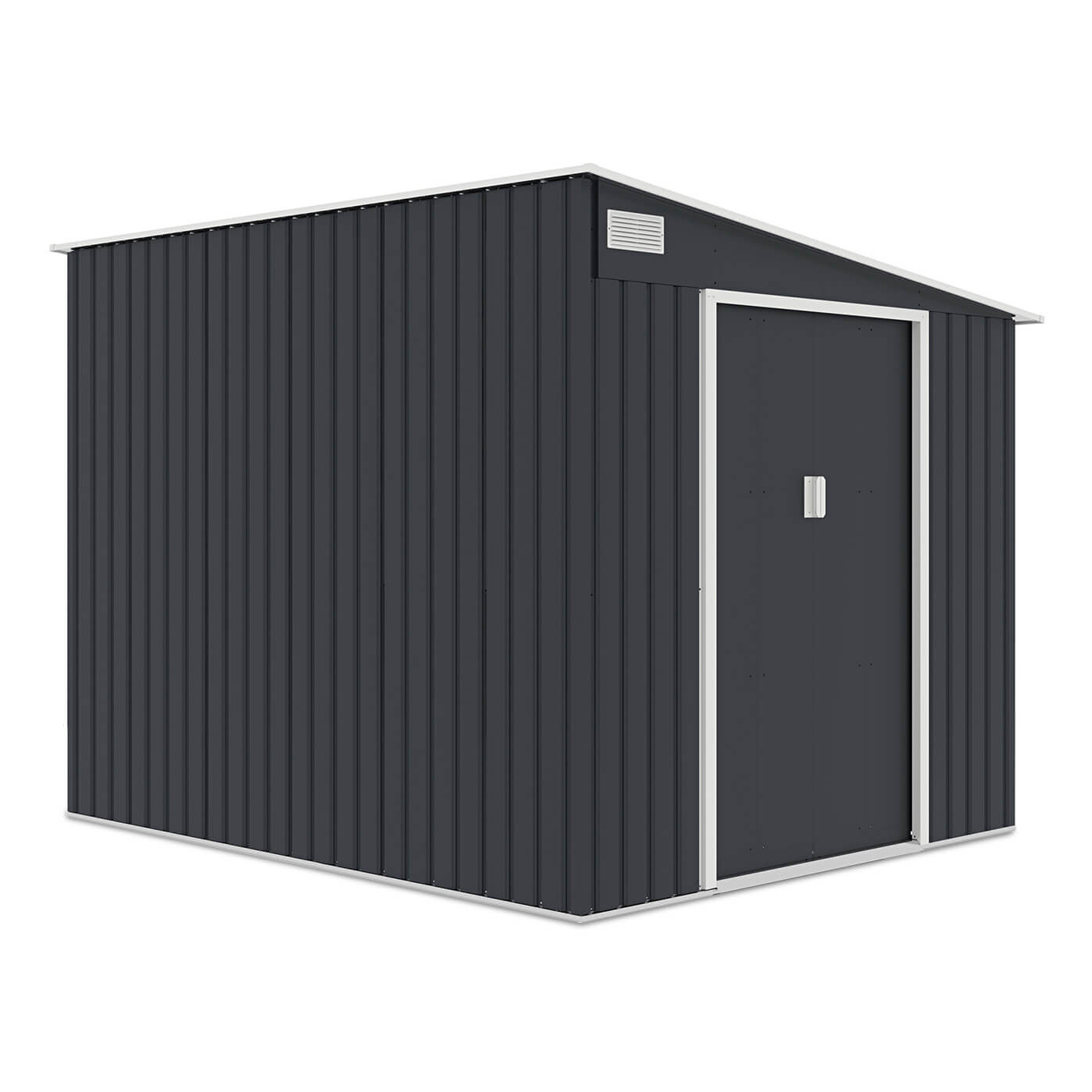 Zdjęcie boczne domku narzędziowego JASPER 214x257cm Cold Grey, dach pochylony na prawo