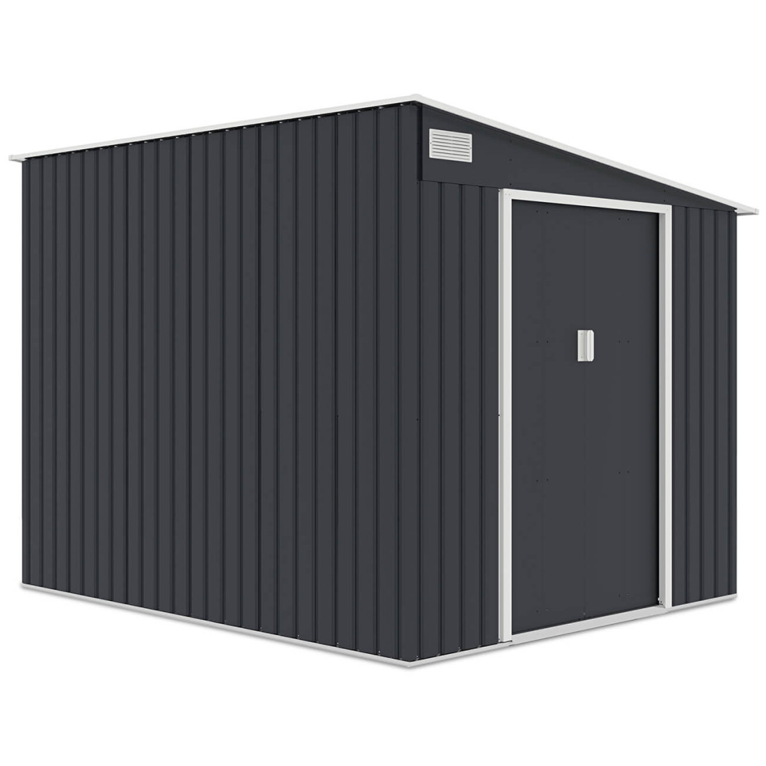 Zdjęcie boczne domku narzędziowego JASPER 214x257cm Cold Grey, dach pochylony na prawo