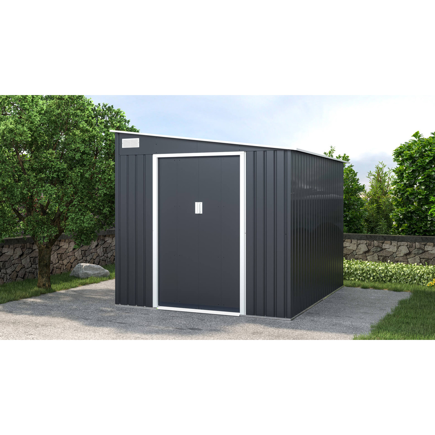 Aranżacja w ogrodzie szopy ogrodowej JASPER 214x257cm Cold Grey