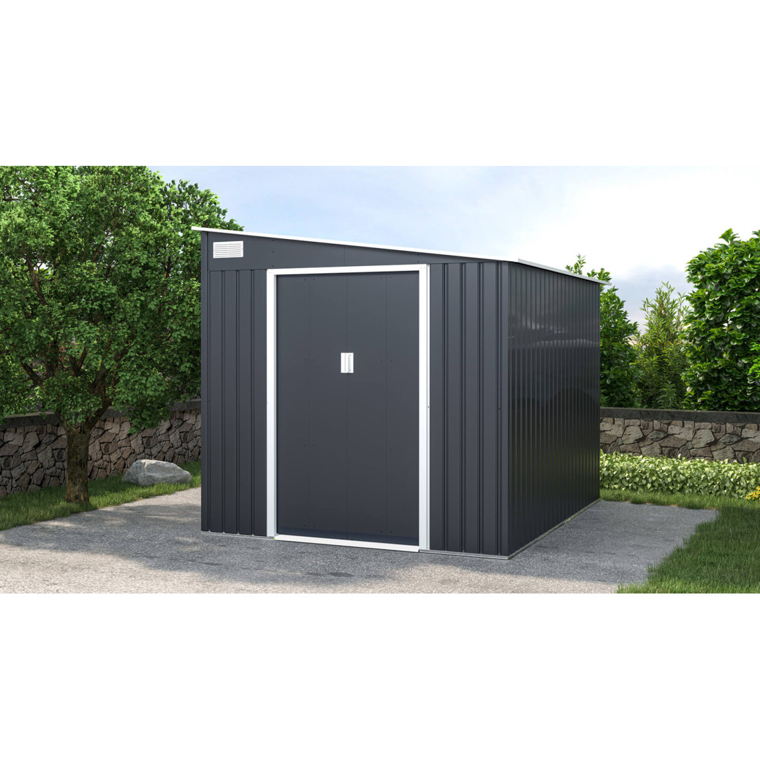 Aranżacja w ogrodzie szopy ogrodowej JASPER 214x257cm Cold Grey