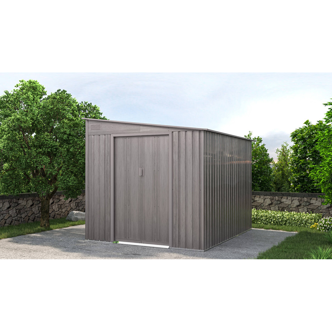 Aranżacja w ogrodzie szopy na narzędzia Jasper 214x257cm Light Wood