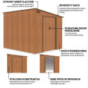 Grafika z cechami i detalami domku na narzędzia JASPER 214x257cm Oak Brown