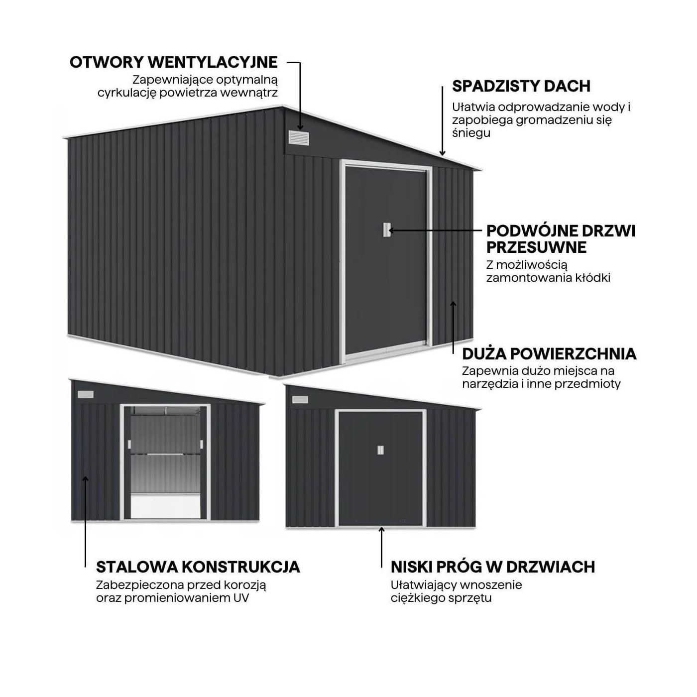 Grafika z detalami i cechami domku narzędziowego JASPER 279x321cm Cold Grey