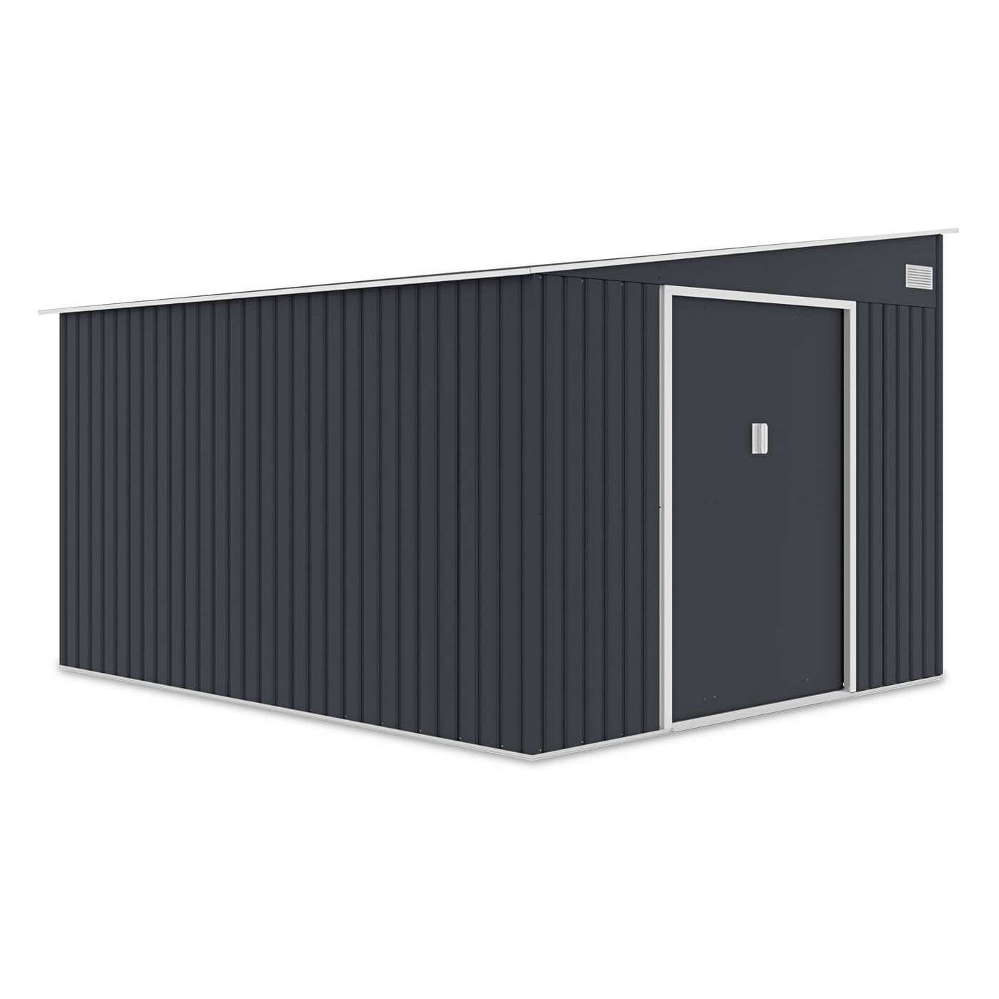Widok na boczną ścianę domku na narzędzia JASPER 279x321cm Cold Grey