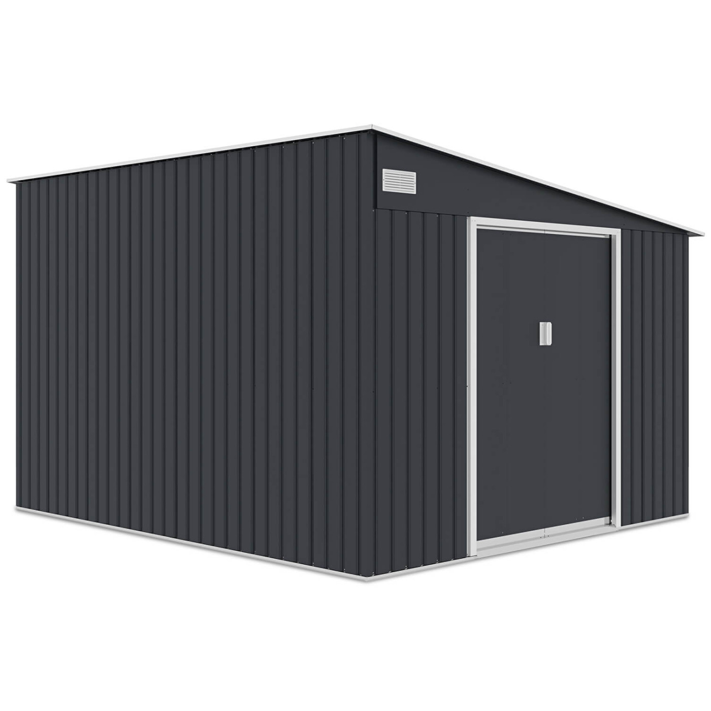 Zdjęcie lewej strony szopy ogrodowej Jasper z dachem pochylonym na prawo