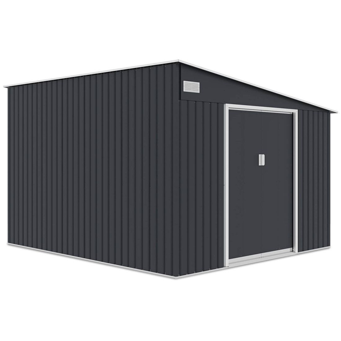 Zdjęcie lewej strony szopy ogrodowej Jasper z dachem pochylonym na prawo