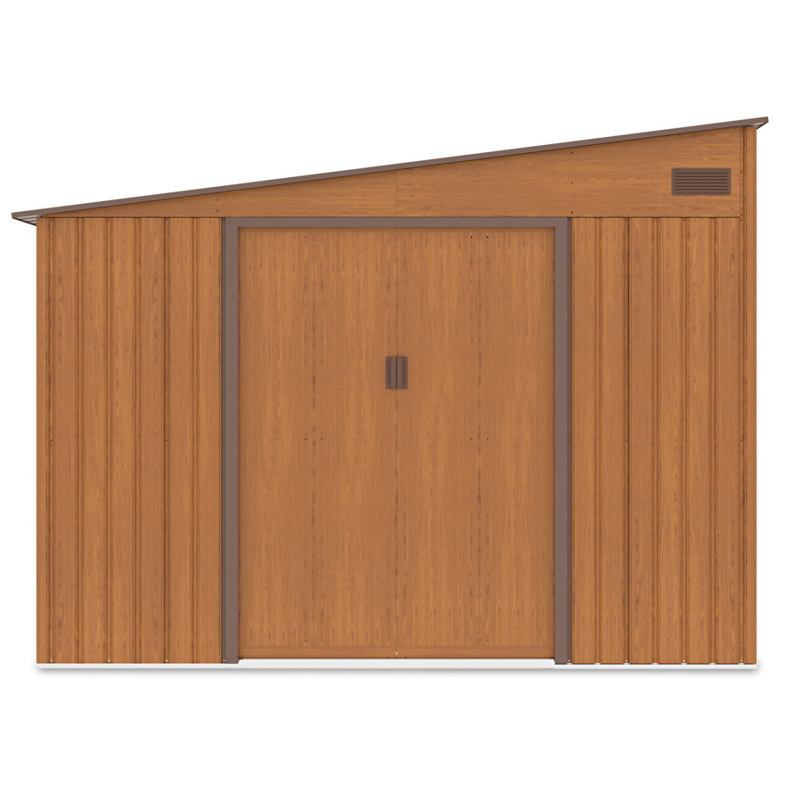 Przód szopy narzędziowej z podwójnymi drzwiami JASPER_279x321_cm_Oak_Brown