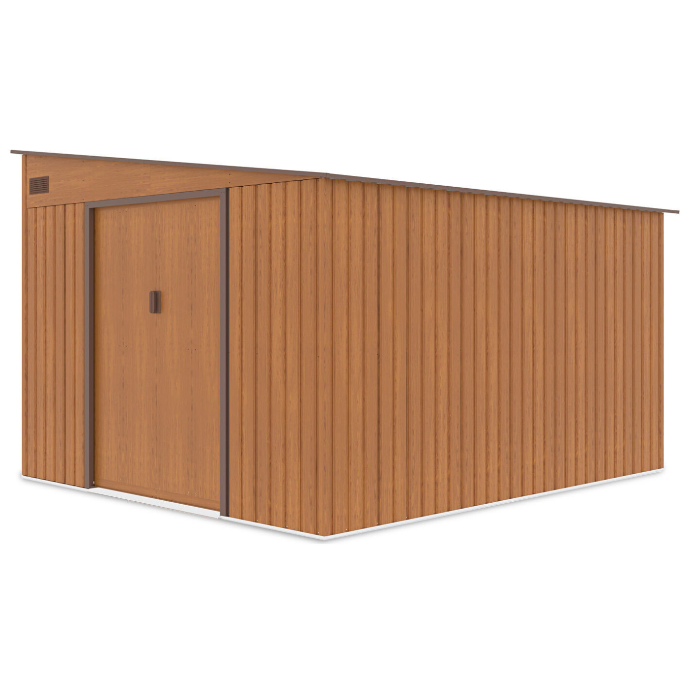 Widok na prawą stronę oraz przód domku ogrodowego JASPER 279x321cm Oak Brown