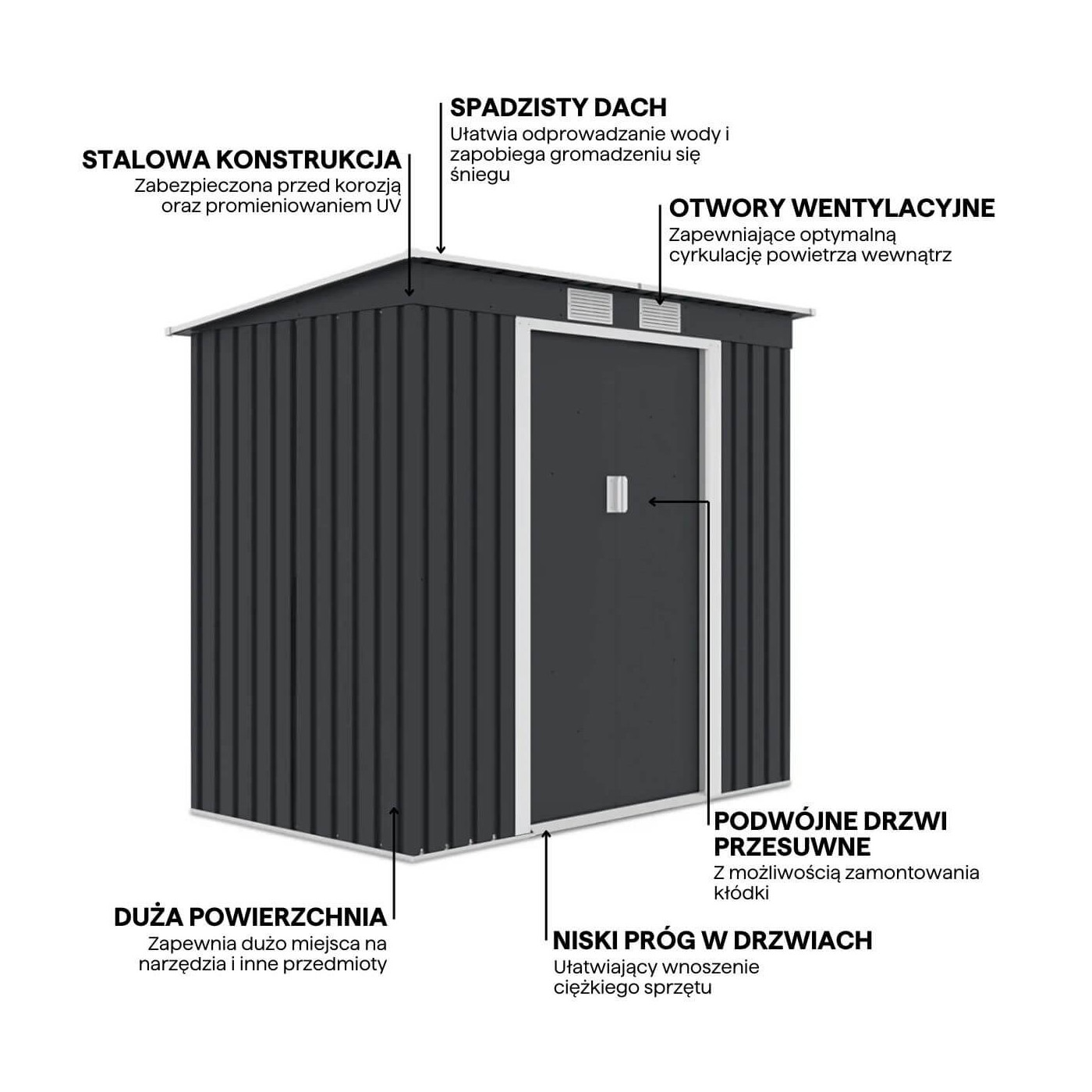 Grafika z detalami i cechami domku narzędziowego OREGON 201x121cm Cold Grey - Hardmaister