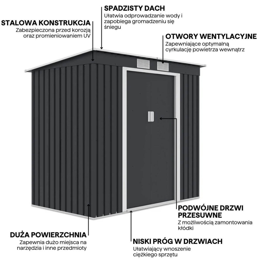 Grafika z detalami i cechami domku narzędziowego OREGON 201x121cm Cold Grey - Hardmaister