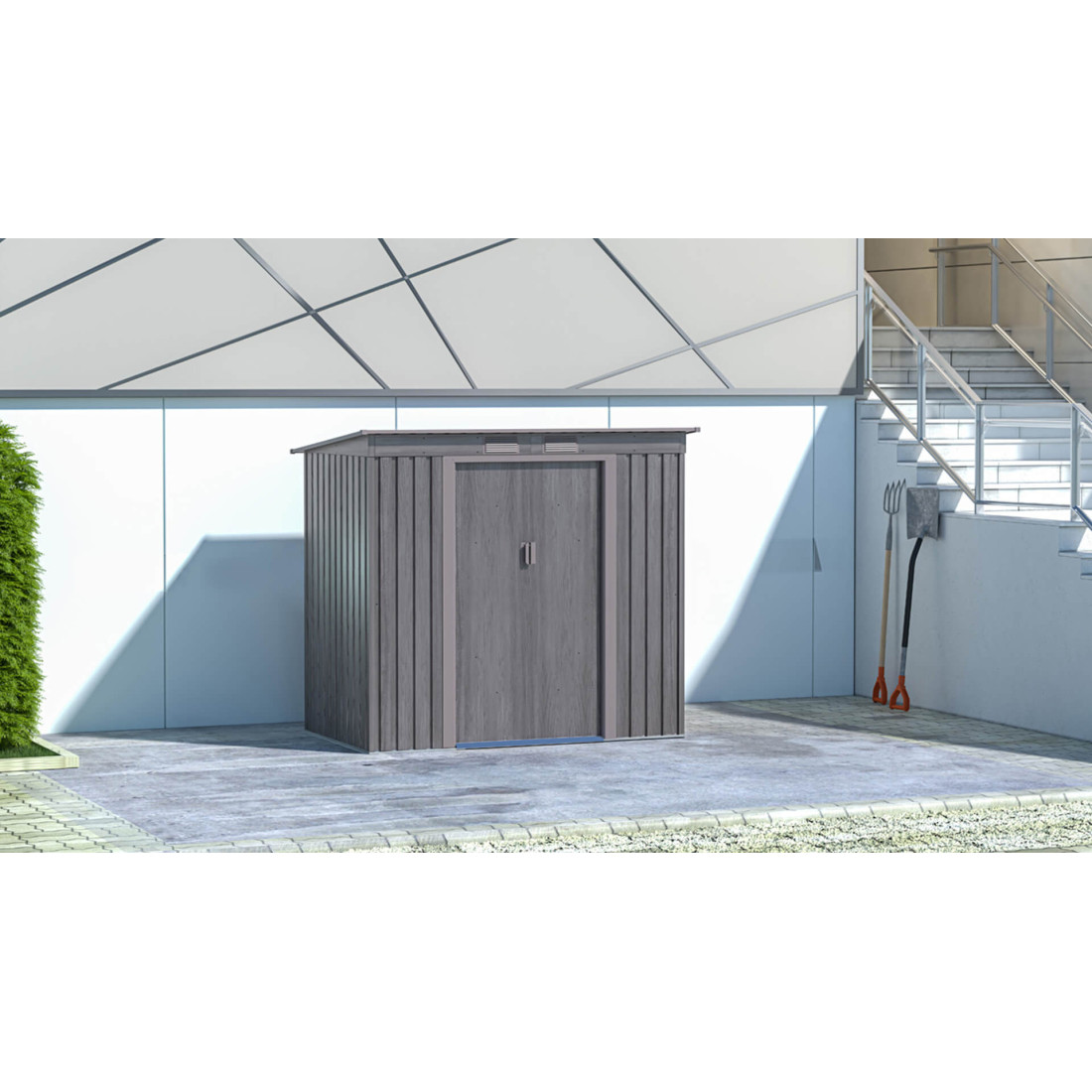 Aranżacja w ogrodzie domku na narzędzia OREGON 201x121cm Light Wood