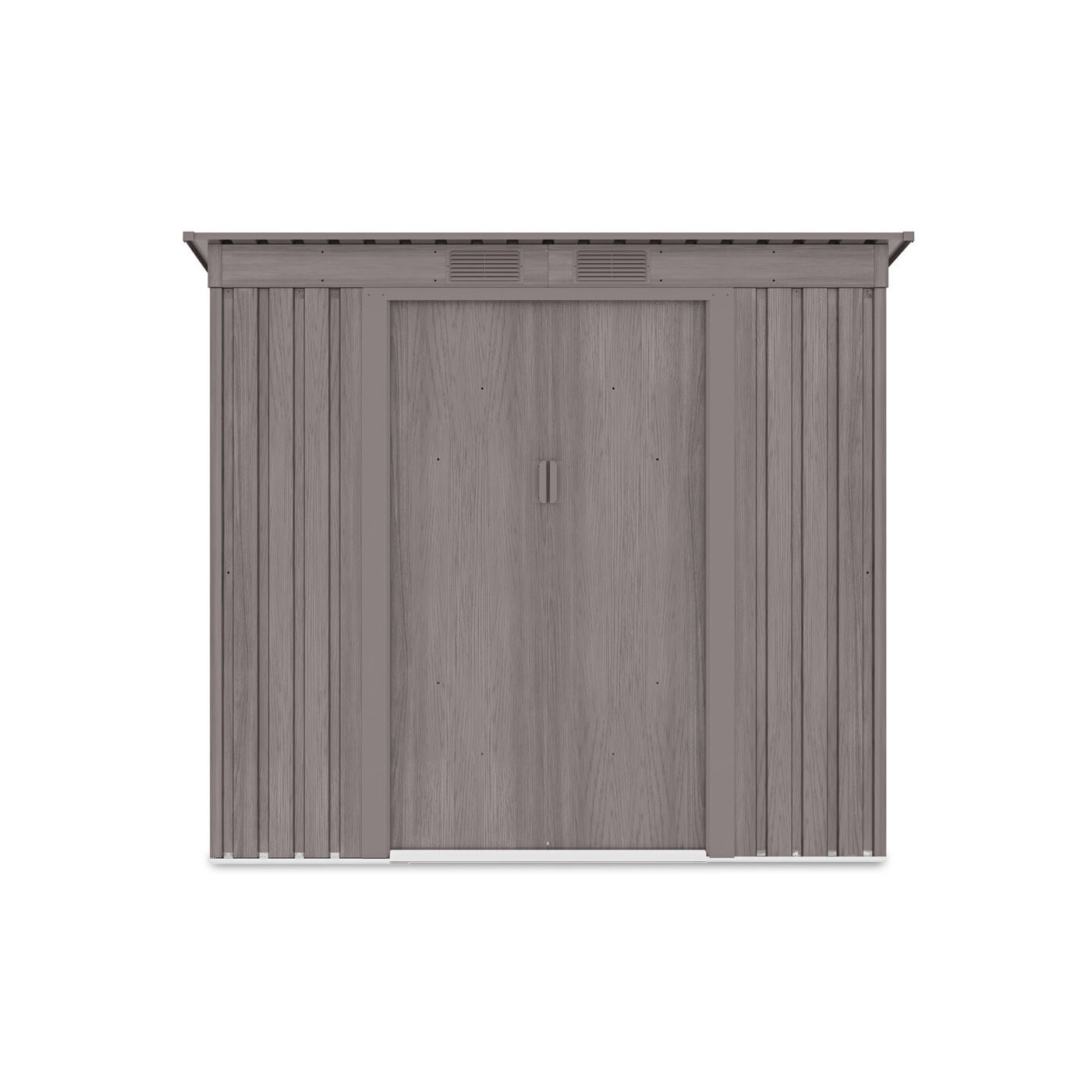 Widok na przednią ścianę i podwójne drzwi domku narzędziowego OREGON 201x121cm Light Wood