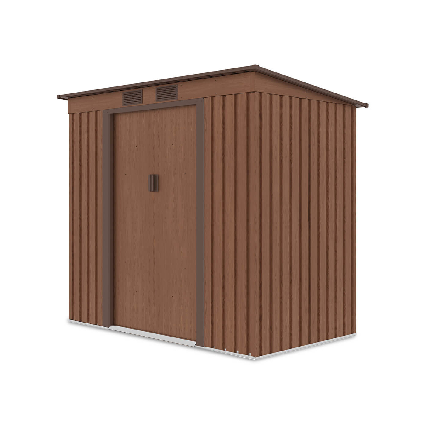 Widok boczny na domek narzędziowy OREGON 201x121cm Walnut 