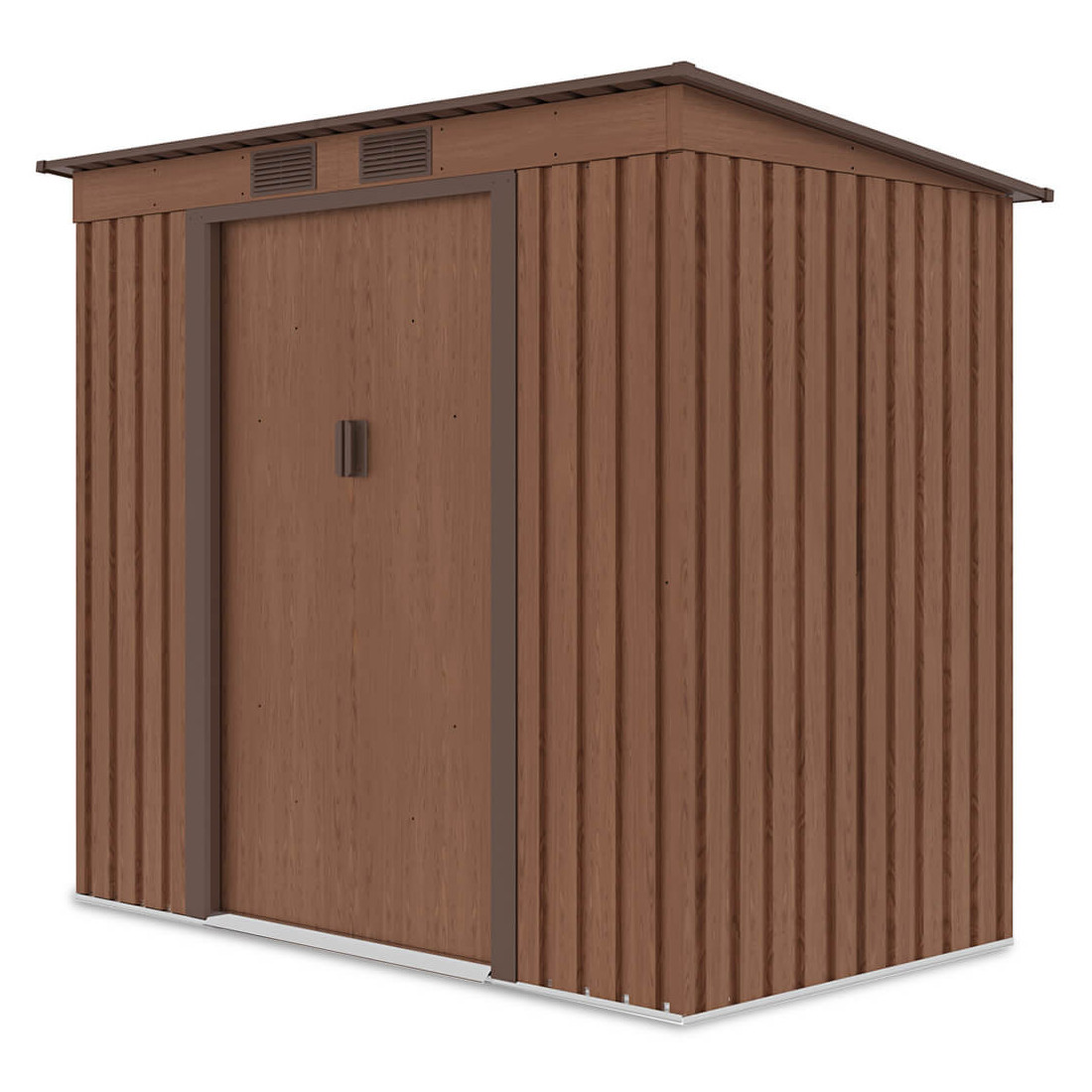 Widok boczny na domek narzędziowy OREGON 201x121cm Walnut 
