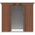 Widok na przód i wnętrze domku narzędziowego OREGON 201x121cm Walnut