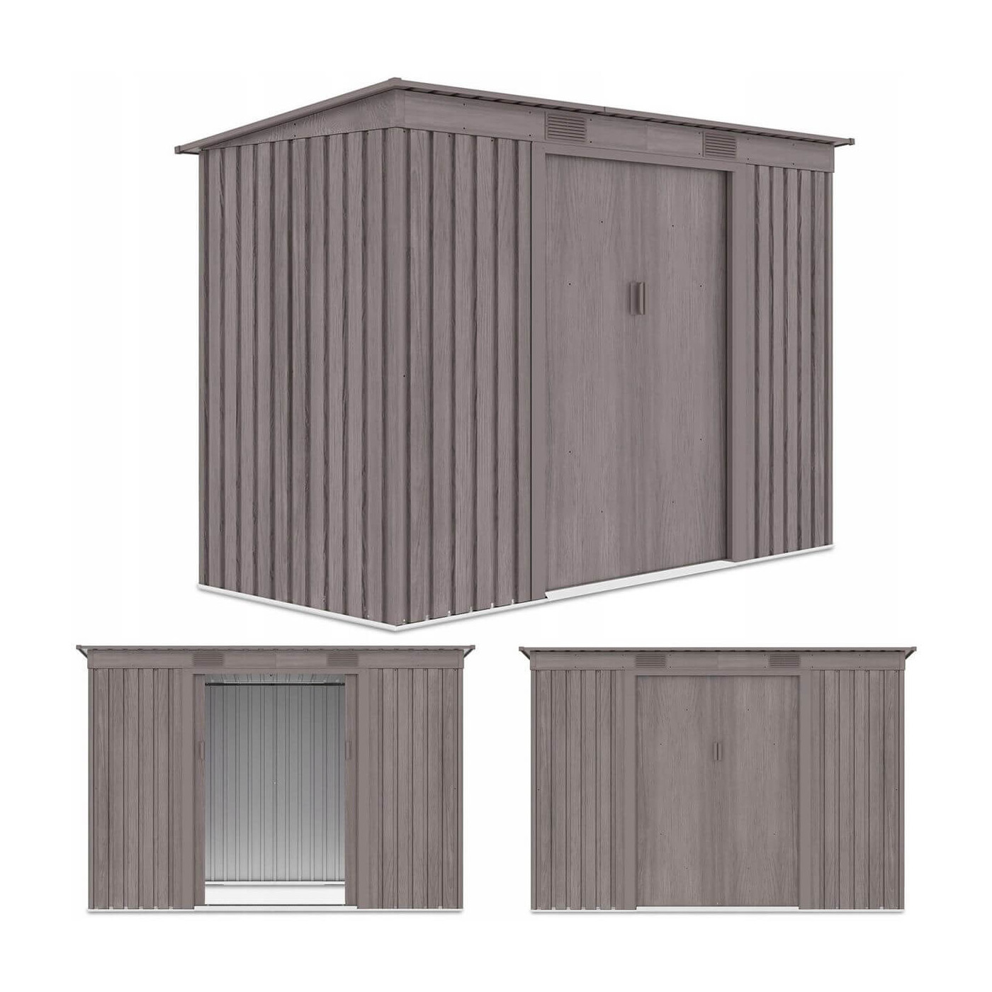 Zdjęcie z trzema rzutami domku narzędziowego OREGON 261x121cm Light Wood - Hardmaister