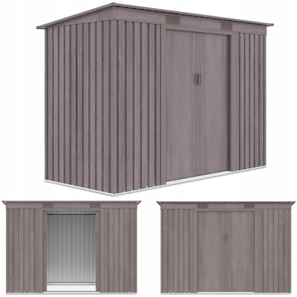 Zdjęcie z trzema rzutami domku narzędziowego OREGON 261x121cm Light Wood - Hardmaister