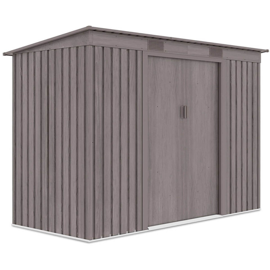 Widok z boku metalowego domku narzędziowego OREGON o wymiarach 261x121cm