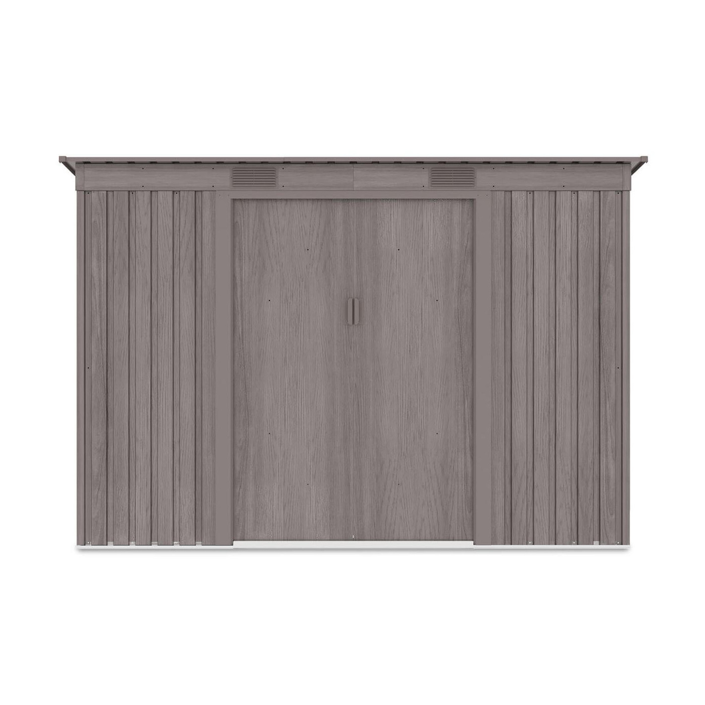 Widok z przodu domku narzędziowego OREGON 261x121cm w kolorze jasnego drewna