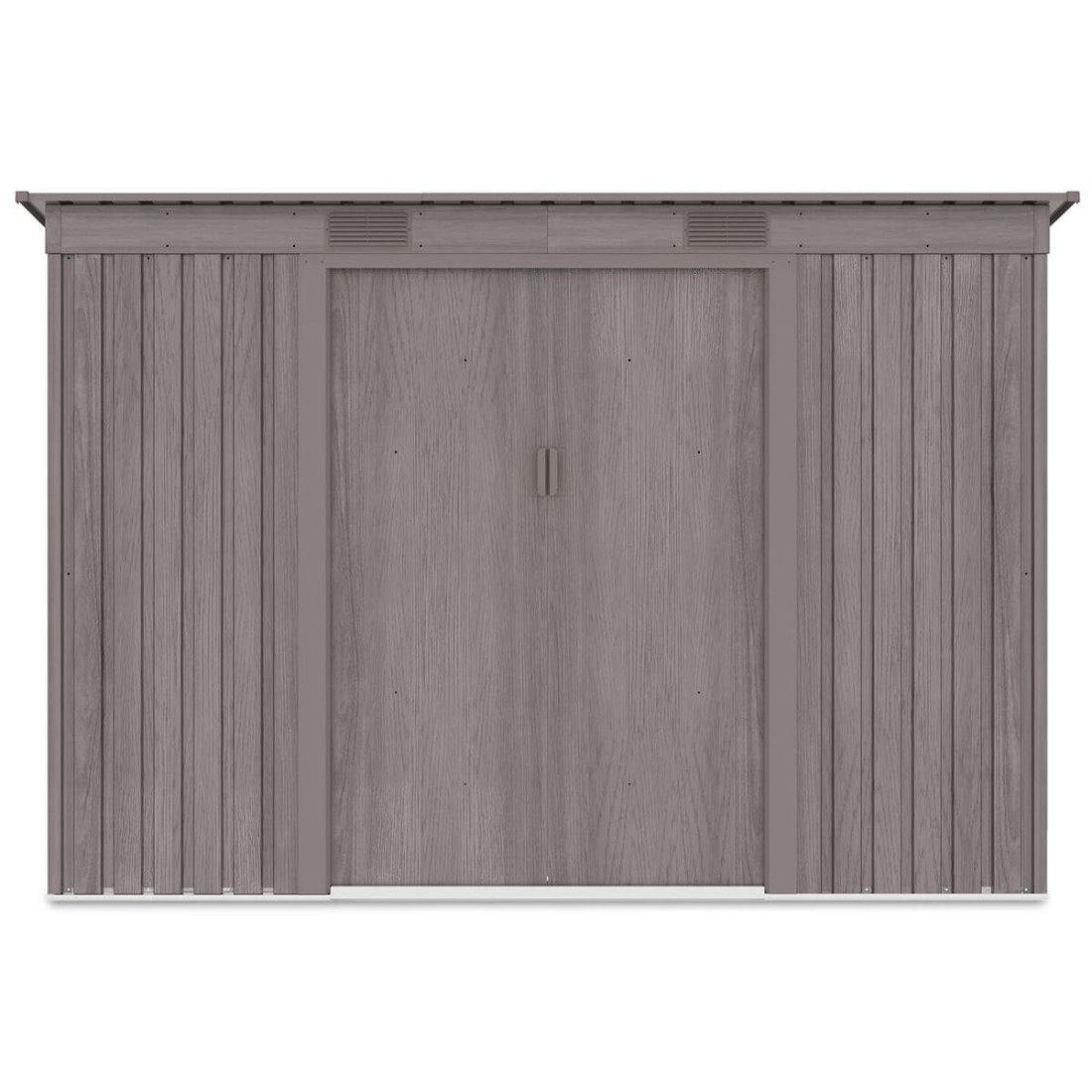 Widok z przodu domku narzędziowego OREGON 261x121cm w kolorze jasnego drewna