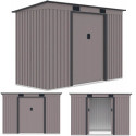 Zdjęcie z trzema rzutami domku narzędziowego OREGON 261x121cm Warm Grey - Hardmaister