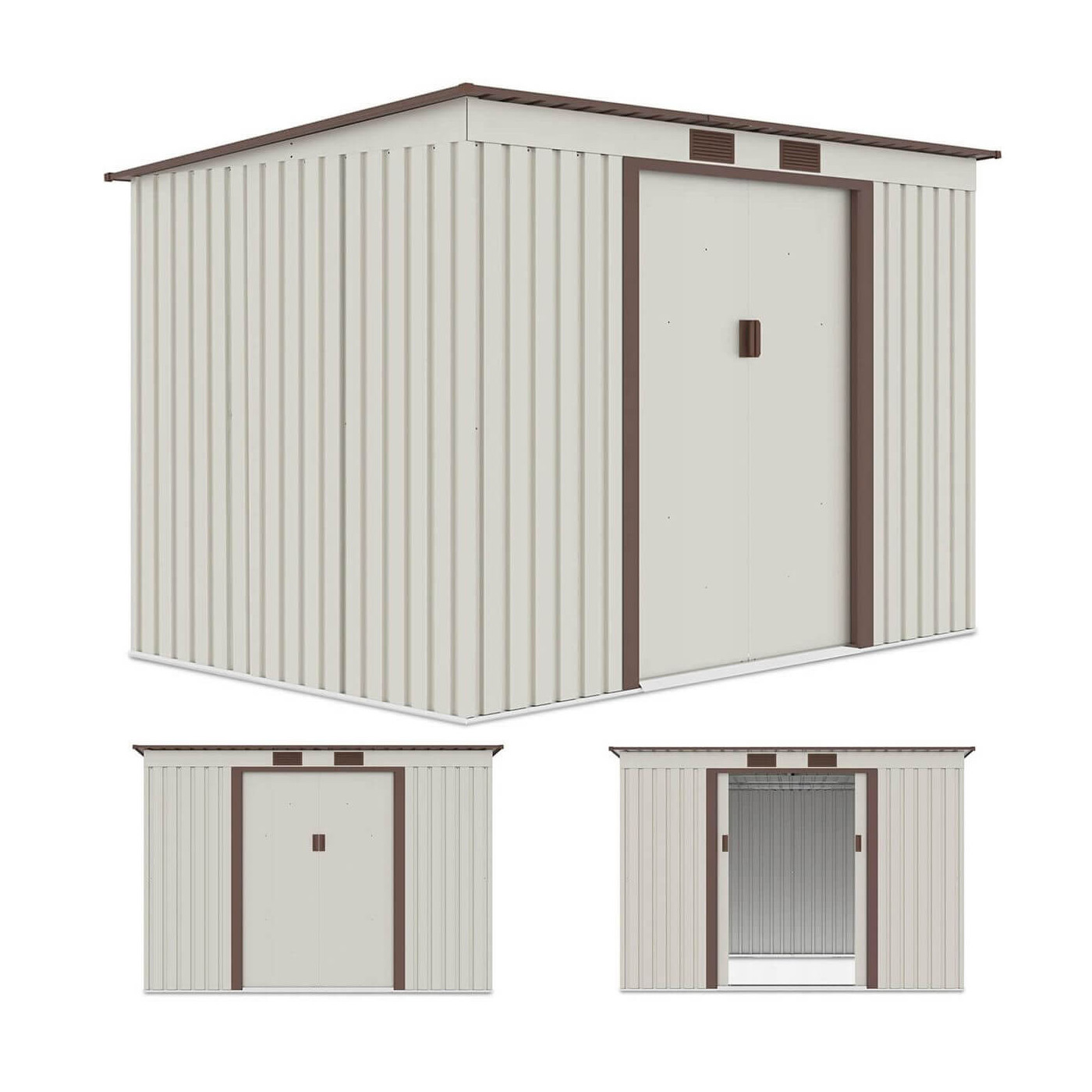 Zdjęcie z trzema rzutami domku narzędziowego OREGON 261x181cm - Hardmaister