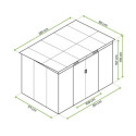 Rysunek z wymiarami domku ogrodowego OREGON 261x181cm od firmy Hardmaister