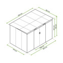 Rysunek z wymiarami domku ogrodowego OREGON 261x181cm od firmy Hardmaister