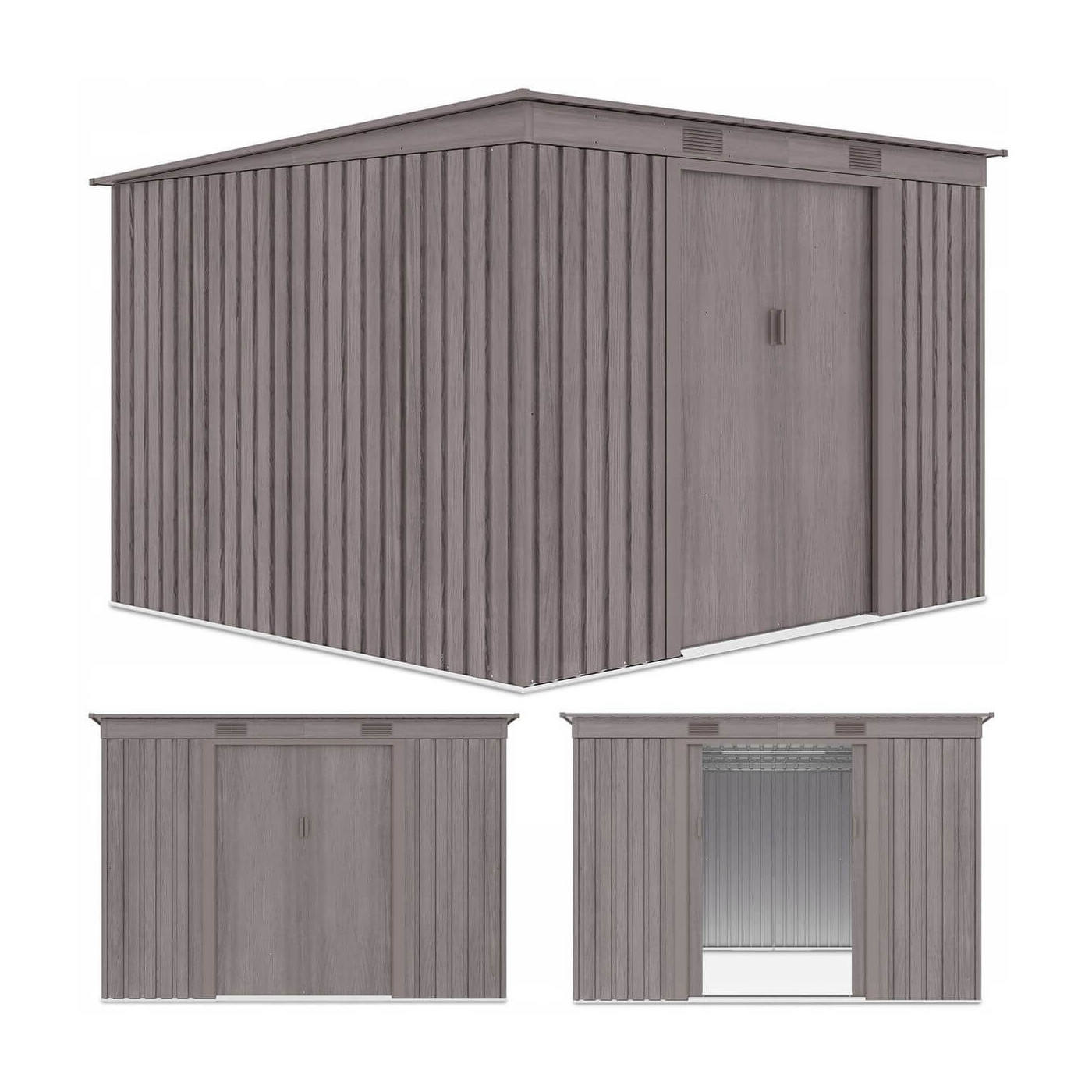 Zdjęcie z trzema rzutami domku narzędziowego OREGON 261x181cm Light Wood - Hardmaister