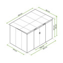 Rysunek z wymiarami domku ogrodowego OREGON 261x181cm od firmy Hardmaister