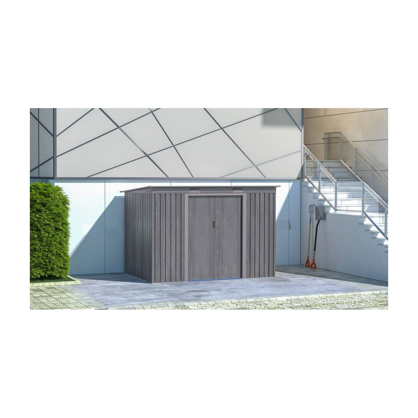 Aranżacja w ogrodzie narzędziowni OREGON 261x181cm w odcieniu jasnego drewna